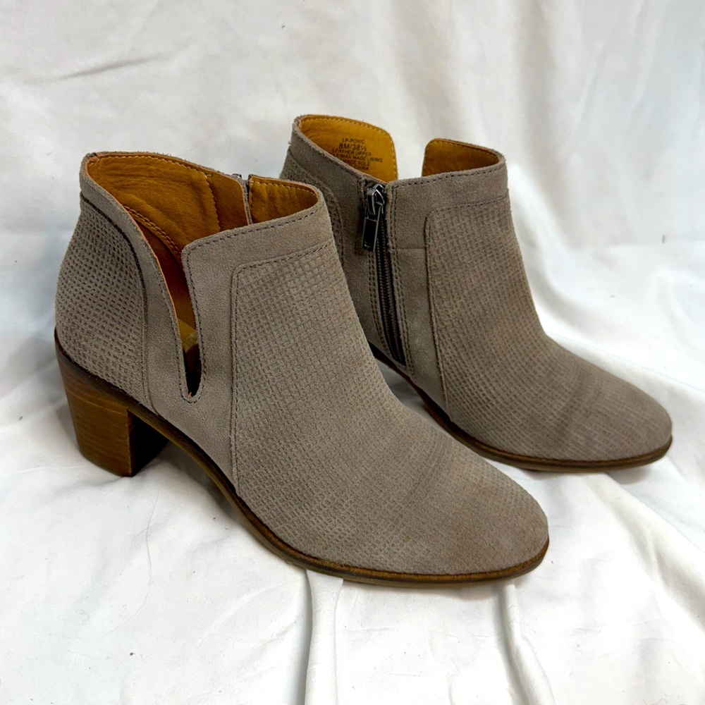 Lucky Brand Ponic Titanium Suede‎ Women Size 8 Gray Western Ankle Booties